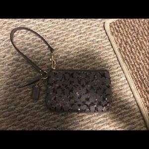 Coach Silver Sequin Wristlet